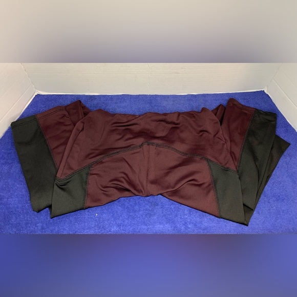 Bozzolo Two Piece Burgundy & Black Work Out Outfit Zip-Up Tank Top w/ Leggings S - Picture 5 of 7